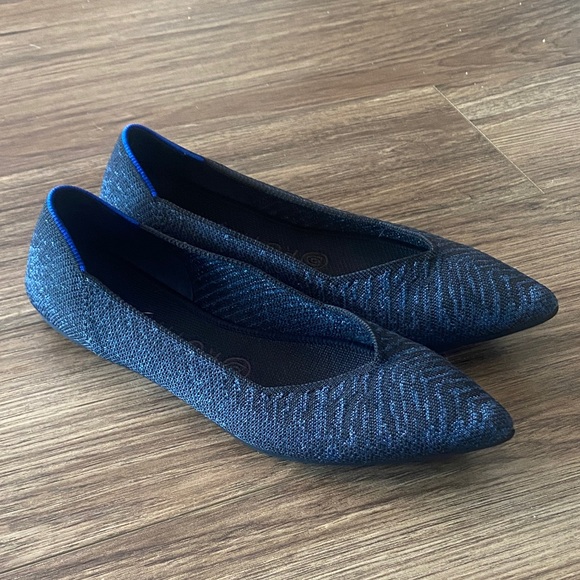 Retired Womens Rothy's The Point Midnight Metallic Zebra Print Size 7.5 - Picture 1 of 6